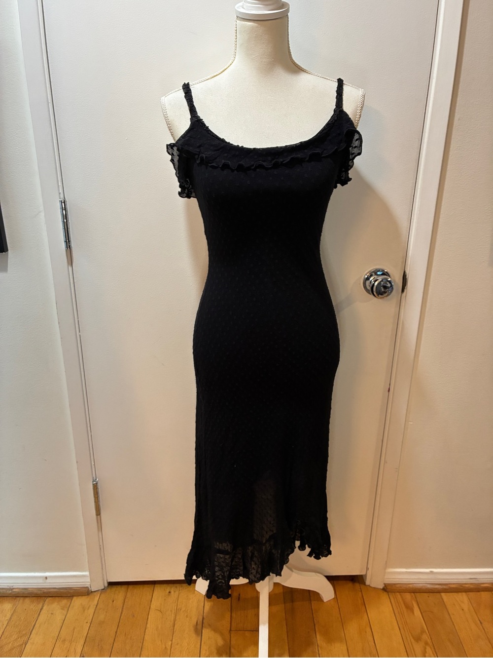 VTG Betsy Johnson Swiss Dot black dress